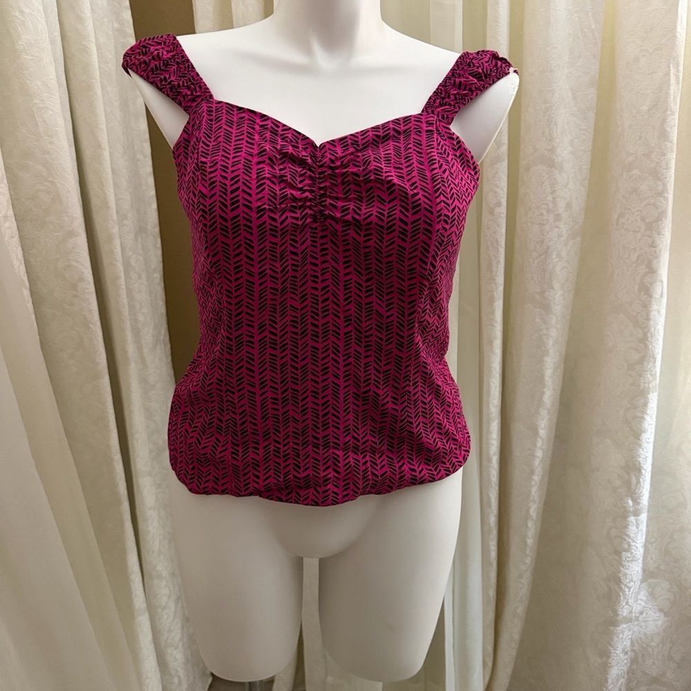 Torrid Fuchsia and Black Patterned Blouse